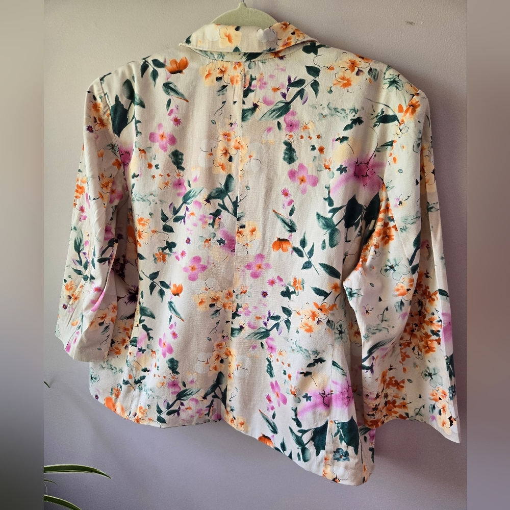 Notations Petite Floral Single Button Blazer - Pxl - image 2